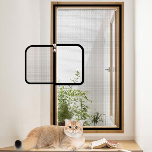 Yuly Sicherheitsnetz für Katzenbalkon in individueller Größe, selbstklebendes Netz für Fenster, Mückennetz mit Reißverschluss, halb-parent von Yuly