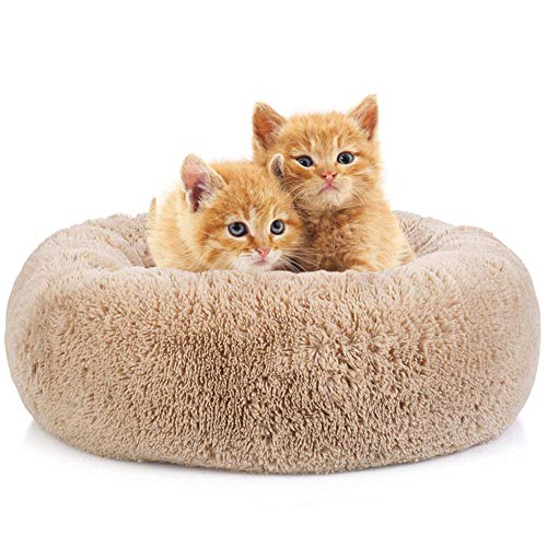 Yuly Super weiches, rundes Hundebett, ovales Donut-Haustierbett, selbsterwärmendes Nest, Linderung und verbesserter Schlaf, für Katzen und kleine mittelgroße Hunde von Yuly