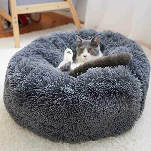 Yuly Super weiches, rundes Hundebett, ovales Donut-Haustierbett, selbsterwärmendes Nest, Linderung und verbesserter Schlaf, für Katzen und kleine mittelgroße Hunde von Yuly