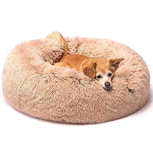Yuly beruhigendes Donut-Haustierbett, für Hunde und Katzen, rund, warm, kuschelig, weich, mit rutschfester Unterseite von Yuly