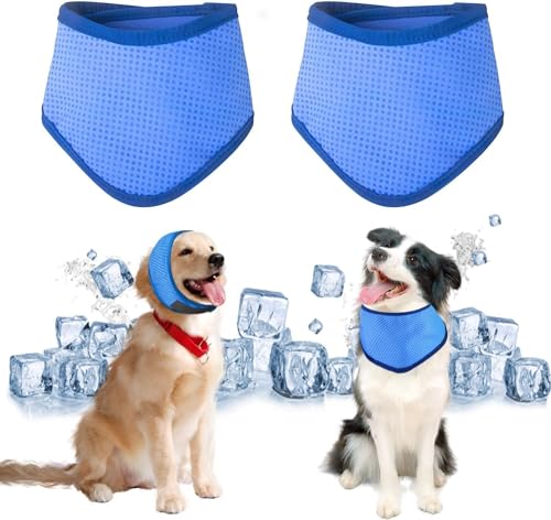 Kühlhalsband für Hunde, atmungsaktiv, kühlendes Halsband für Hunde, sofortige Kühlung, Bandana, verstellbar, Sommer, Haustierhalsband, Hundehalstuch, Eisschal, 2 Stück von YumSur