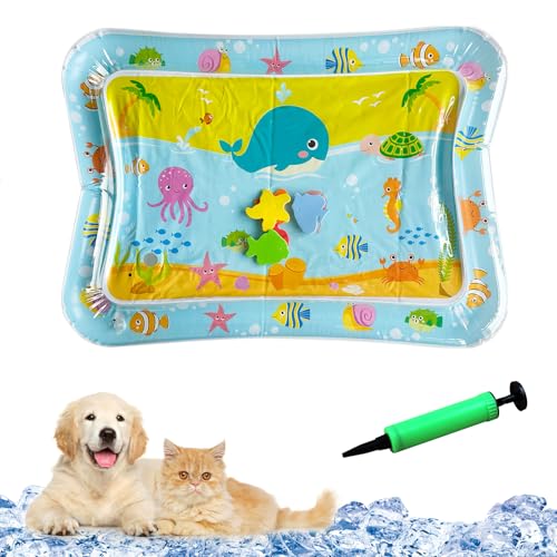 Water Sensory Playmat Cats,Inflatable Cooling Mat for Cats,Sensory Water Playmat Katzen Hund,Verdickte Wasserspielmatte Katze,Sommerliche Spielwasser-Sensormatte Für Kleine Hunde Und Katzen (gelb) von YumSur