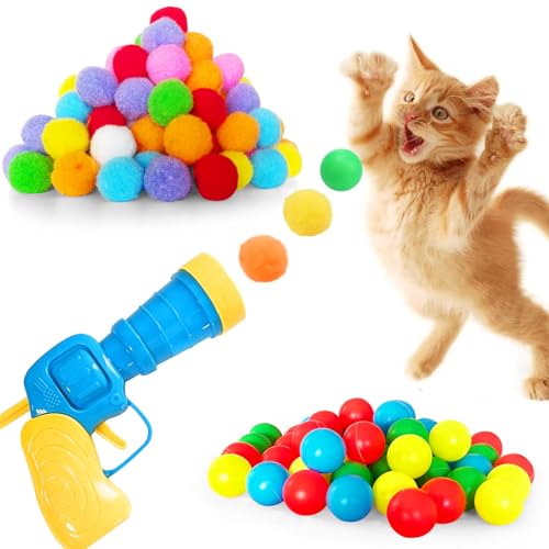 YumSur Katzenspielzeug-Werfer Mit Bällen - Interaktives Spielzeug für Katzen Indoor (150 Stück, Style 2) von YumSur