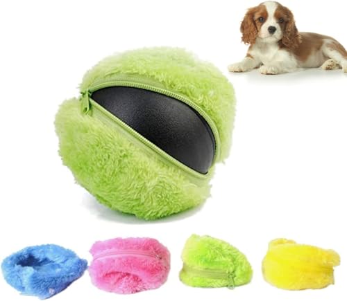 YumSur Magischer Rollball, aktiver Rollball für Hunde, automatischer Rollball, interaktives elektrisches Spielzeug für Haustiere, mit 1 Rollball und 4 farbigen Ballabdeckungen für Welpen, Katzen von YumSur