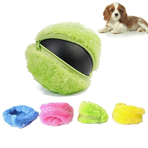 Magic Roller Ball für Haustiere,Automatischer Rollender Ball Elektrische Spielzeug Ball für Hund,Elektrischer Angetriebener Ball mit 4 Stoffbezug,Intelligenz Spielzeug Ball für Welpen,Katzen und Hunde von YumSur