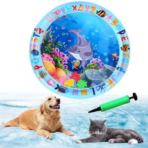 YumSur Sensor-Wasser-Spielmatte, verdickte Wassersensor-Spielmatte für Katzen, Spielmatte mit Fischen, interaktive und tragbare Spielmatte, beruhigendes Gefühl, bequeme Hundebett-Matten (Style05) von YumSur