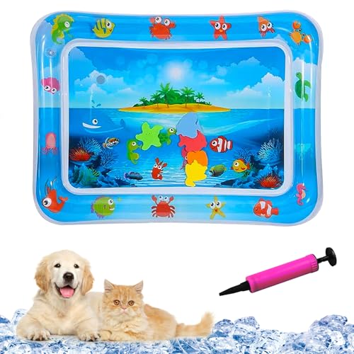 YumSur Sensor Wasser Spielmatte, verdickte Wassersensor Spielmatte für Katzen, Spielmatte mit Fischen, interaktive & tragbare Spielmatte, beruhigendes Gefühl, bequeme Hundebettmatten (Style04) von YumSur