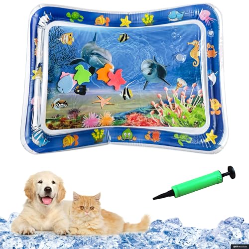 YumSur Sensory Water Playmat Katze,Sensorische Wasser Spielmatte,Sommer Wassersensorische Spielmatte,Katzenspielzeug Wassermatte,Interaktives Spielzeug für Katzen und Hunde (Style01, one Size) von YumSur