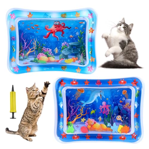YumSur Wassersensorische Spielmatte für Katzen, verbesserte verdickte Hunde-Wasserspielmatte mit PVC-Kratzer, kratzfestes Design, Haustier-Wassermatte für gelangweilte Indoor-Katzen, interaktives YumSur Wassersensorische Spielmatte für Katzen, verbesserte verdickte Hunde-Wasserspielmatte mit PVC-Kratzer, kratzfestes Design, Haustier-Wassermatte für gelangweilte Indoor-Katzen, interaktives von YumSur