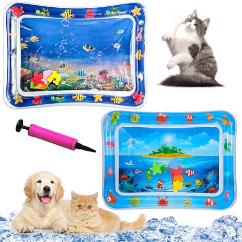 YumSur Wassersensorische Spielmatte für Katzen, verbesserte verdickte Hunde-Wasserspielmatte mit PVC-Kratzer, kratzfestes Design, Haustier-Wassermatte für gelangweilte Indoor-Katzen, interaktives YumSur Wassersensorische Spielmatte für Katzen, verbesserte verdickte Hunde-Wasserspielmatte mit PVC-Kratzer, kratzfestes Design, Haustier-Wassermatte für gelangweilte Indoor-Katzen, interaktives von YumSur