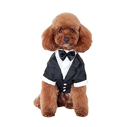 Formal Hund Smoking Anzug Haustier Kleidung Mode Anzug Fliege Kostüm mit schwarzer Fliege Hundebekleidung Fliege Hemd oder Hochzeit Dress-up Cosplay Urlaub Cosplay Wear von Yumech