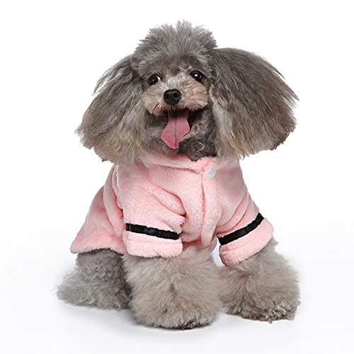 Hund Mit Kapuze Pyjamas Weiche Welpen Jumper Pullover Bademantel Bad Wrap Schnell Trocknend Overall Warme Mantel Hund Kleidung für für Kleine Medium Hunde von Yumech