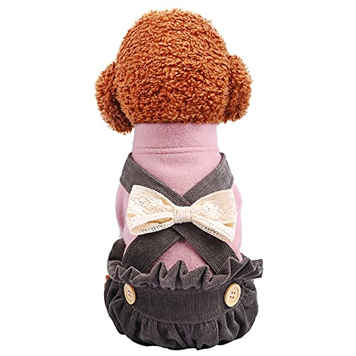 Pet Kleidung Weiche Warme Overalls Overalls Pullover Mit Bowknot Herbst Winter Welpen Kostüm Strampler Bekleidung für Kleine Mittelgroße Hunde Welpen von Yumech