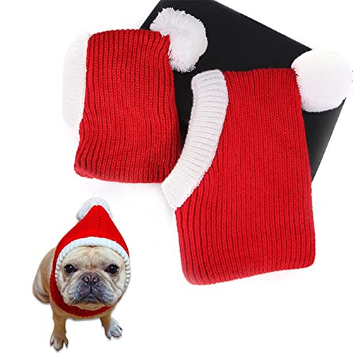 Weihnachtsmütze für Hunde, Mützen mit Bommel, warm, für den Winter, Strick, Snood für Tiere, Männer und Frauen von Yumech