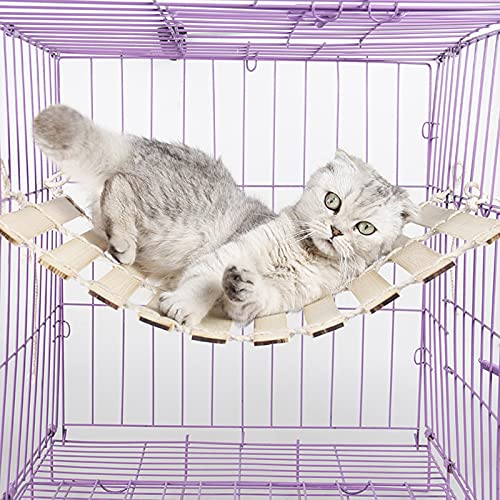 Yumech Katze Hängen Hängematte Bambus Sommer Atmungs Pet Bett für Käfig Komfortable Kühle Ruhe Hängematte für Katze Kätzchen Kaninchen Frettchen Kleine Tiere Schlafsack von Yumech