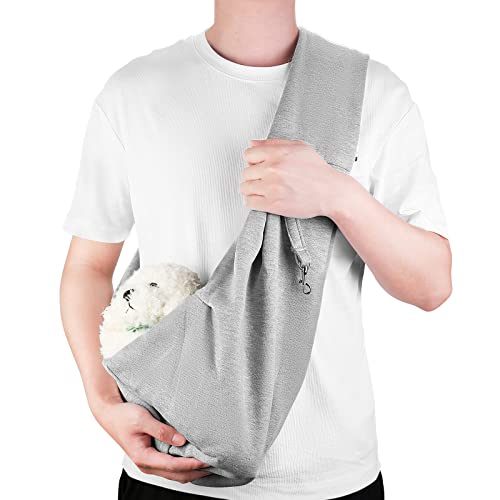 Hundetragetasche für kleine Hunde, freihändige atmungsaktive Baumwolle, doppelseitige wendbare Katzen-Tragetasche mit breitem Schultergurt und Tasche für Outdoor-Reisen, Einkaufen (grau) von Yummy Sam