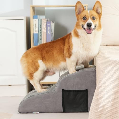 YunNasi Hundetreppe für Kleine Hunde, 2-Stufen, Haustiertreppe mit Abnehmbarem, Hunderampe für Sofa Bett, Waschbarem Bezug, Katzentreppe für Alte Katzen Hunde (2-Stufen-Grau) YunNasi Hundetreppe für Kleine Hunde, 2-Stufen, Haustiertreppe mit Abnehmbarem, Hunderampe für Sofa Bett, Waschbarem Bezug, Katzentreppe für Alte Katzen Hunde (2-Stufen-Grau) von YunNasi