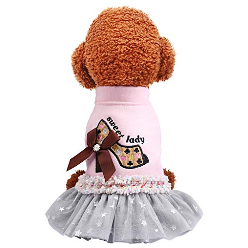 Bogen Prinzessin Kleid Herbst Winter Komfort hundekleidung YunYoud Winter Hunde Jumpsuit Kleidung Warme Jacke von YunYoud-Haustier Kleidung
