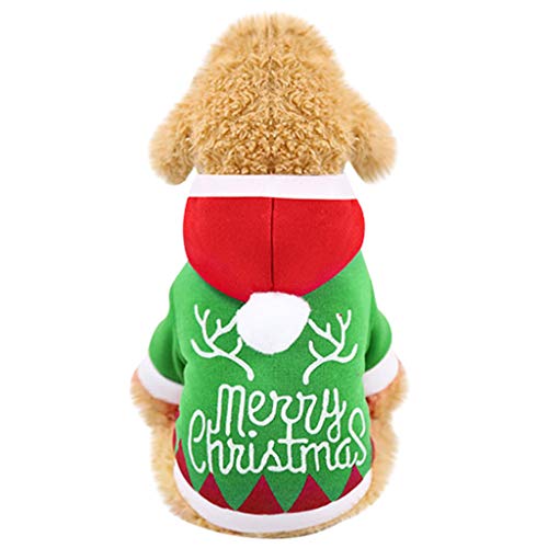 Haustier Hunde Weihnachts Winter warme Kleidungs verdicken Kleidung YunYoud Bedrucktes Weihnachtskostüm mit Kapuze warm Hundebekleidung von YunYoud-Haustier Kleidung