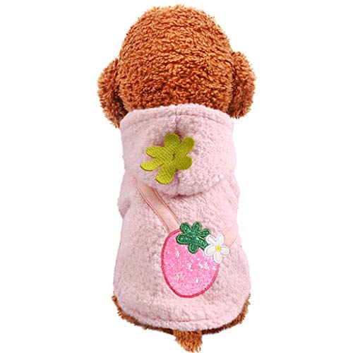 Neue Art und Weisehaustier warme Erdbeer süßigkeit Druck jacken Herbst und Winter Hundekleidung YunYoud Plüschmantel mit Kapuze Hundebekleidung von YunYoud-Haustier Kleidung