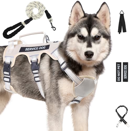 Ausbruchsicheres Hundegeschirr für große und mittelgroße Hunde, 6-Punkt-verstellbar, Service-Hundegeschirr, Geschirr und Leine, kein Ziehen, Hundegeschirr mit Griff, XL-Hundegeschirr zum Ausbruchsicheres Hundegeschirr für große und mittelgroße Hunde, 6-Punkt-verstellbar, Service-Hundegeschirr, Geschirr und Leine, kein Ziehen, Hundegeschirr mit Griff, XL-Hundegeschirr zum von Yungaspy