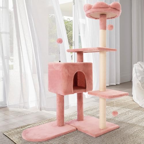 Katzenbaum mit Blumenmotiv, Turm mit Kratzbaum, hohe Katzenbäume für Indoor-Katzen, große Erwachsene, mehrstöckige, gemütliche Plüsch-Katzenhäuser und Wohnungsmöbel mit Sitzstange, Klettertürme (Rosa) Katzenbaum mit Blumenmotiv, Turm mit Kratzbaum, hohe Katzenbäume für Indoor-Katzen, große Erwachsene, mehrstöckige, gemütliche Plüsch-Katzenhäuser und Wohnungsmöbel mit Sitzstange, Klettertürme (Rosa) von Yungaspy
