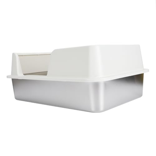 Katzentoilette, Edelstahl-Katzentoilette mit Hohen Seiten und Seitlichem Zugang, Anti-Haarausfall, Einfache Reinigung, für Kleine und Mittelgroße Haustiere, mit Schaufel (klein von Yunir