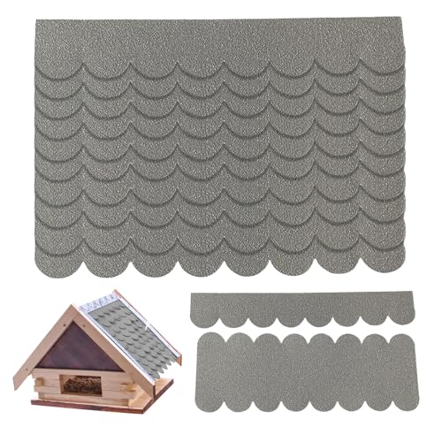 Dachpappe für Vogelhaus, Dachschindeln für Gartenhaus, 32pcs Wasserdichtes Mini Dachpappe Schindeln, Selbstklebende dachpappe für Vogelhaus Nistkasten Hasenstall Insektenhotel (Grau, 32pcs) von Yunlaishaocer