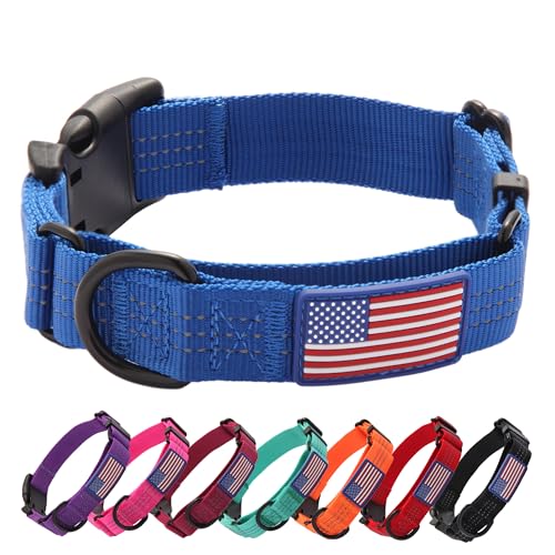Yunleparks Martingale Hundehalsband, Schnellverschluss-Schnalle, kein Ziehen, reflektierend, rutschfest, für mittelgroße und große Hunde Training (Blau, Größe L (1 Stück) von Yunleparks