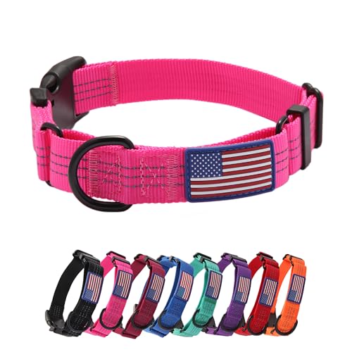 Yunleparks Martingale Hundehalsband, Schnellverschluss-Schnalle, kein Ziehen, reflektierend, rutschfest, für mittelgroße und große Hunde Training (Rosa, Größe L (1 Stück) von Yunleparks