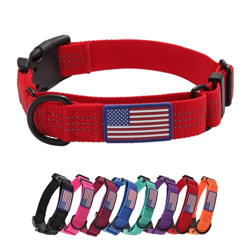 Yunleparks Martingale Hundehalsband, Schnellverschluss-Schnalle, kein Ziehen, reflektierend, rutschfest, für mittelgroße und große Hunde Training (Rot, Größe L (1 Stück) von Yunleparks