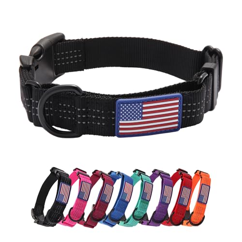 Yunleparks Martingale Hundehalsband, Schnellverschluss-Schnalle, kein Ziehen, reflektierend, rutschfest, für mittelgroße und große Hunde Training (Schwarz, Größe L (1 Stück) von Yunleparks