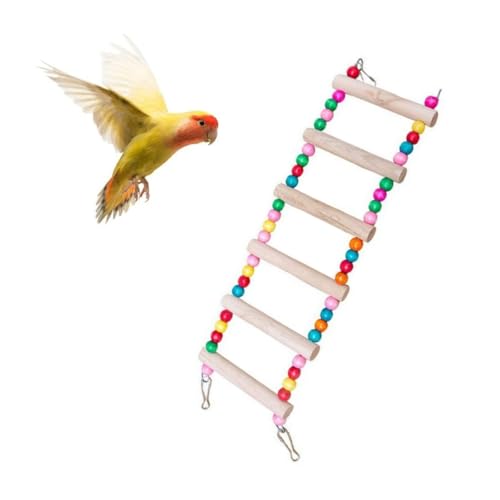6-stufige Vogelleiterbrücke, 30,5 x 10,2 cm, rohes Holz und essbare Farbe, Haustier-Hamster-Kletterleiter, Schaukelspielzeug geeignet für Aras, Graupapageien, Wellensittiche, Nymphensittiche und 6-stufige Vogelleiterbrücke, 30,5 x 10,2 cm, rohes Holz und essbare Farbe, Haustier-Hamster-Kletterleiter, Schaukelspielzeug geeignet für Aras, Graupapageien, Wellensittiche, Nymphensittiche und von Yunmoxiao