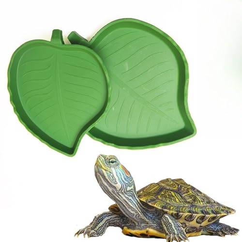 Futter- und Wassernapf für Reptilien, Blattform, Doppelgröße, für Schildkröte, Schlange, Eidechse, Bartagame, Gecko, Futterplatte für Haustiere, Grün, 2 Stück Futter- und Wassernapf für Reptilien, Blattform, Doppelgröße, für Schildkröte, Schlange, Eidechse, Bartagame, Gecko, Futterplatte für Haustiere, Grün, 2 Stück von Yunmoxiao