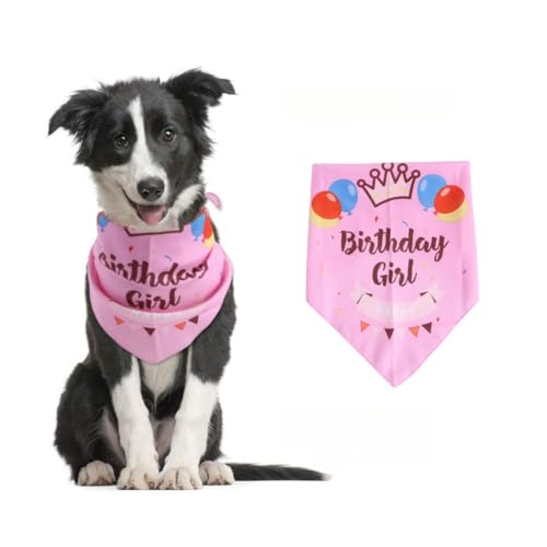Geburtstagsparty-Zubehör für Haustiere, Katzen, Hunde, Happy Birthday, Bandana, Schal für Mädchen, Jungen, Hunde-Geburtstag, Bandana, Schal für Haustiergeburtstags-Outfit, Partyzubehör (Rosa) von Yunmoxiao