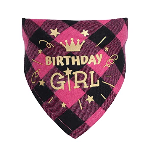 Dreieckstuch für Hunde, Geburtstag, Mädchen, kariert, niedliches Hunde-Bandana, Partyzubehör (Rosa) von Yunmoxiao