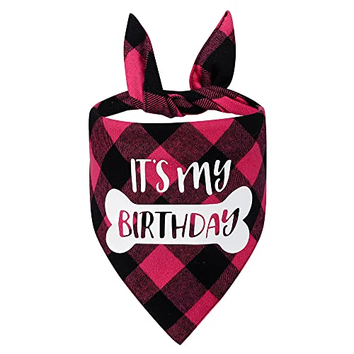 Hunde-Geburtstagsparty-Zubehör, It's My Birthday-Schal, Haustier-Halstuch, Geburtstagsgeschenk, für kleine bis große Hunde, Katzen, Haustiere (Rosa) von Yunmoxiao