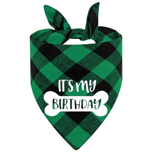 Hunde-Geburtstagsparty-Zubehör, It's My Birthday-Schal, Haustier-Halstuch, Geburtstagsgeschenk, für kleine bis große Hunde, Katzen, Haustiere (grün) von Yunmoxiao