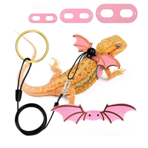 Verstellbares Hundegeschirr für Bartagamen, weiches Leder, Eidechsenleine mit Flügel, für kleine, mittelgroße und große Eidechsen, Reptilien, Amphibien, Tiere, 3 Stück, Rosa Verstellbares Hundegeschirr für Bartagamen, weiches Leder, Eidechsenleine mit Flügel, für kleine, mittelgroße und große Eidechsen, Reptilien, Amphibien, Tiere, 3 Stück, Rosa von Yunmoxiao
