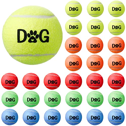 30 Stück Tennisbälle für Hunde, 6,3 cm, leicht zu fangen, bunte Trainings-Tennisbälle mit Tragetasche zum Spielen und Apportieren, 5 Farben von Yunsailing