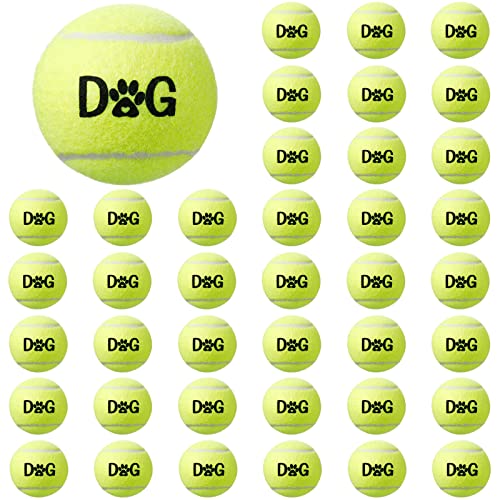 40 Stück Tennisbälle für Hunde, 6.3 cm, einfaches Fangen von Haustier-Tennisbällen mit Tragetaschen, interaktives Apportierspielzeug für Hunde, Welpen, kleine, Training, Übung und Übung von Yunsailing