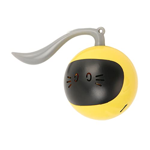 Yunseity Interaktiver Ball FüR Katzenspielzeug, Automatisch Beweglicher Ball mit Buntem LED-Licht, USB-Wiederaufladbarer, Selbstdrehender Ball FüR Katzen Im Innenbereich (Gelb) von Yunseity