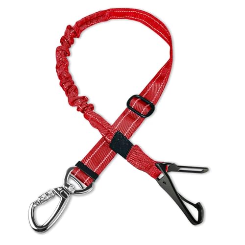 Hund Sicherheitsgurt 3-in-1 Autogurt für Hunde und große Haustiere, Verstellbarer Sicherheitsgurt für Auto Nylon reflektierender Bungee Stoff Hund Autogurt mit Clip Haken Schließe & Schnalle (Rot) Hund Sicherheitsgurt 3-in-1 Autogurt für Hunde und große Haustiere, Verstellbarer Sicherheitsgurt für Auto Nylon reflektierender Bungee Stoff Hund Autogurt mit Clip Haken Schließe & Schnalle (Rot) von Yuntrav