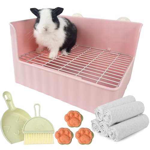 Yuoaes Große Kaninchentoilette für Kaninchen, Töpfchentraining, Ecktoilette mit Einlagen, Kaninchen-Urinierpads, Kleintier-Bettwäsche, Toilette für Meerschweinchen, Frettchen, Hamster, Hasen (Rosa) Yuoaes Große Kaninchentoilette für Kaninchen, Töpfchentraining, Ecktoilette mit Einlagen, Kaninchen-Urinierpads, Kleintier-Bettwäsche, Toilette für Meerschweinchen, Frettchen, Hamster, Hasen (Rosa) von Yuoaes