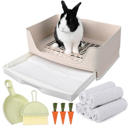 Yuoaes Große Kaninchentoilette für Kaninchen, Töpfchentraining, Ecktoilette mit Schublade, mit Einlagen, Kaninchen-Urinierpads, Kleintier-Bettwäsche für erwachsene Meerschweinchen, Frettchen, Hamster, Yuoaes Große Kaninchentoilette für Kaninchen, Töpfchentraining, Ecktoilette mit Schublade, mit Einlagen, Kaninchen-Urinierpads, Kleintier-Bettwäsche für erwachsene Meerschweinchen, Frettchen, Hamster, von Yuoaes
