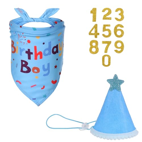 3 Stück Halstuch Hund, Katzen Geburtstag Blau, Stern Partyhüte mit 11 Bling Nummern für Kleine, Mittelgroße, Große Hund und Kuscheltiere 3 Stück Halstuch Hund, Katzen Geburtstag Blau, Stern Partyhüte mit 11 Bling Nummern für Kleine, Mittelgroße, Große Hund und Kuscheltiere von Yuomeaz