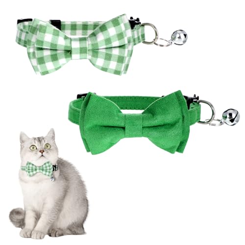 Yuomeaz Katzenhalsband mit Glöckchen, Sicherheitsschnalle, Fliegen für Katzen, 20,3 - 30,5 cm, verstellbar, für Mädchen, Jungen, Katzen, Hunde, Haustiere, 2 Stück von Yuomeaz