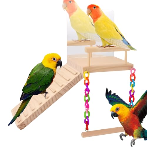 Yurosuis Vogel Schaukel Sitzstange - Holz Sittich Stangen Mit Kletterleiter,Multifunktionale Sitzstange Für Papageien Sittiche Kanarienvögel Yurosuis Vogel Schaukel Sitzstange - Holz Sittich Stangen Mit Kletterleiter,Multifunktionale Sitzstange Für Papageien Sittiche Kanarienvögel von Yurosuis