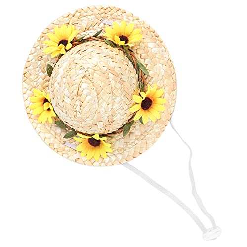 Sombrero-Hut für Haustiere, Mini-Strohhut, Haustier-Geburtstagsparty-Hüte mit Blumen für kleine und mittelgroße Hunde/Katzen, Gelb, Größe S Sombrero-Hut für Haustiere, Mini-Strohhut, Haustier-Geburtstagsparty-Hüte mit Blumen für kleine und mittelgroße Hunde/Katzen, Gelb, Größe S von Yusat