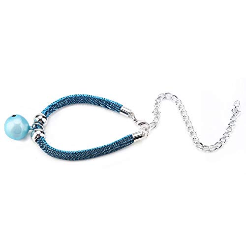 Yusat Halskette für Haustiere Im Japanischen Stil, Nylon-Zubehör, Kätzchenbedarf, Katzenglockenhalsband mit Verlängerungskette (Jane blau) von Yusat